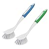 Amazer Dish Brush with Handle, 2 Pack Kitchen Scrub Brushes for Cleaning, Dish Scrubber with Stiff Bristles for Pots…