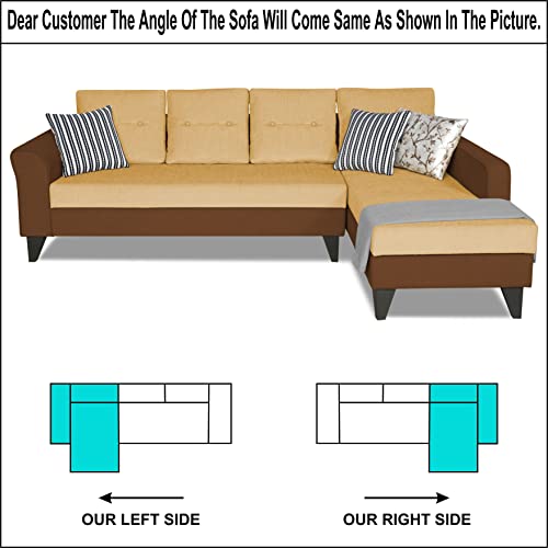Image of Adorn India Maddox Tufted L Shape 6 Seater Sofa Set RHS (Brown & Beige) (3 Year Warranty)