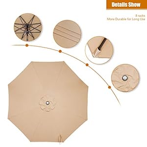 Sunvivi outdoor 75 ft patio umbrella outdoor market table umbrella luxury aluminum pole umbrella with push button tilt and crank 6 ribs polyester canopy  urban country home decor