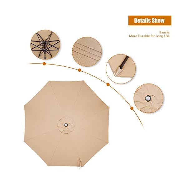 Sunvivi outdoor 75 ft patio umbrella outdoor market table umbrella luxury aluminum pole umbrella with push button tilt and crank 6 ribs polyester canopy  urban country home decor