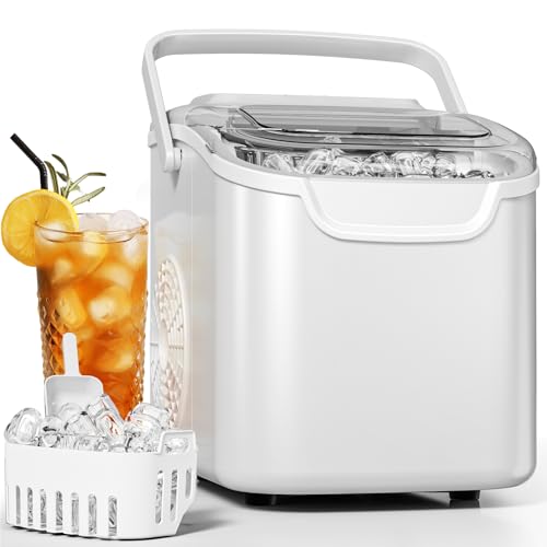 Antarctic Star Pro-Grade Countertop Ice Maker, 8 Cubes in 6 Mins, 26lbs/Day, Self-Cleaning, 2 Sizes,...