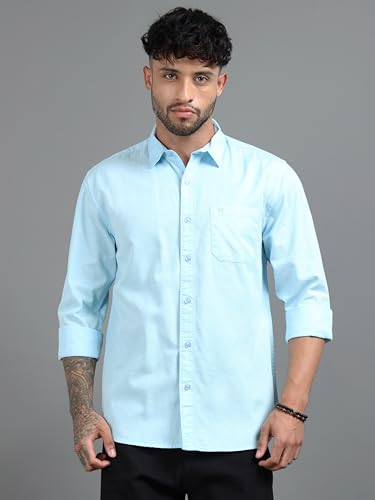 Image of Men Slim Fit Solid Spread Collar Casual Shirt