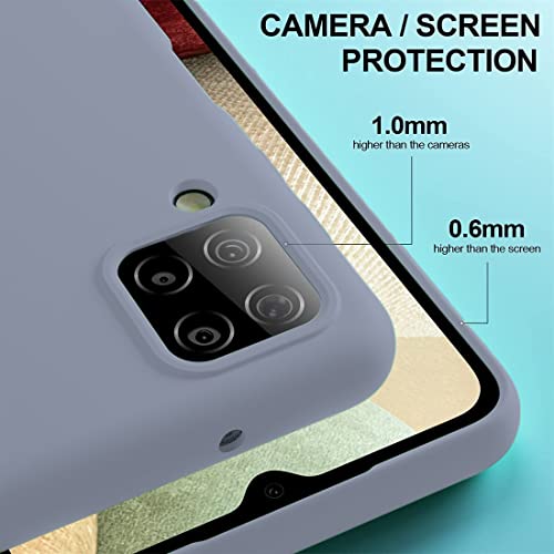 Image of DIZORO Liquid Silicone Case with Microfiber Coushioning Compatible for Samsung Galaxy A12 /M12 /F12 Shockproof Slim Back Cover, Gel Rubber Full Body Protection - Lavender Grey