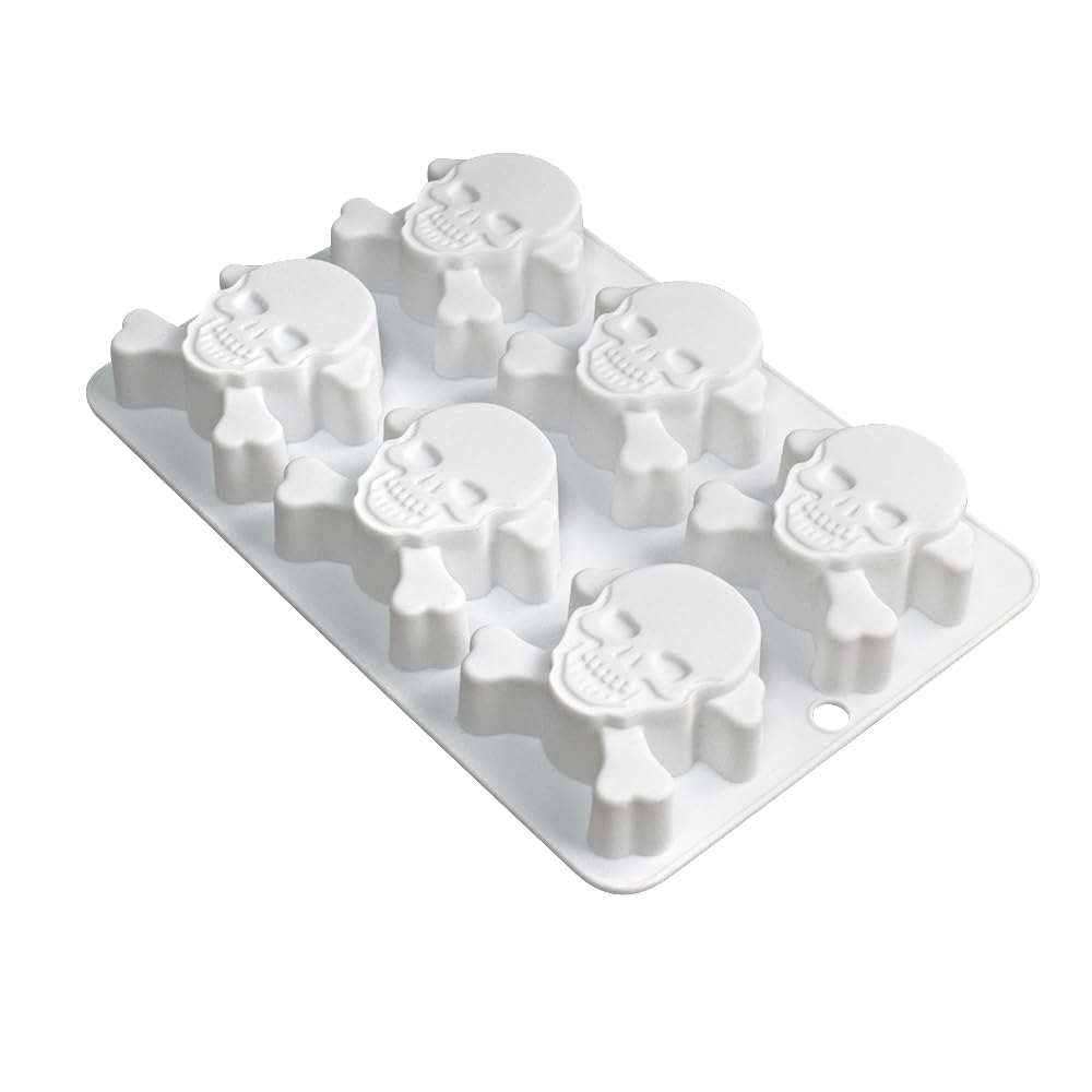 Silicone French Mousse Cake Mold 3D Bakeware DIY Chocolate Soap Candle Mold,6 Holes Skeleton