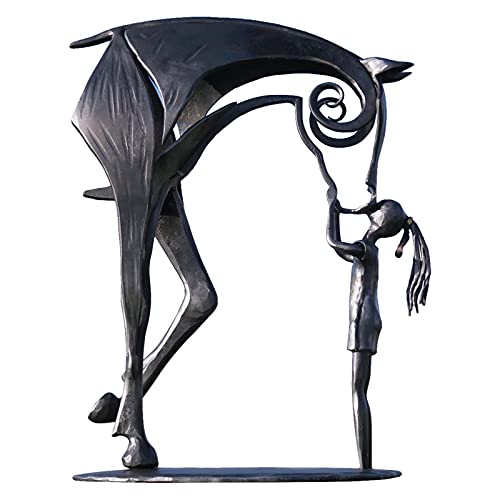 ProsperveilUK Pferd Figur Deko,Küssendes Pferd,Gartendeko Figuren Metall,Skulptur Deko Pferd,Statue Deko 20 cm (Küssendes Pferd) Cover