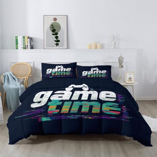 Colcha Tendencias Tiempo de Juego Texto Cubrecama Ligera Fina Entretiempo Extra Suave 155x220 cm Transpirable de Cama de Colchas Acolchadas de Microfibra Colcha a con Color