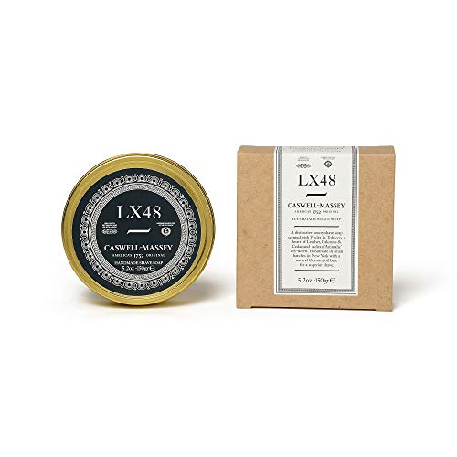 Caswell-Massey LX48 Six Shave Soap  All Natural Soothing Shaving Soap With Leather, Tobacco, And Cedarwood Scent  Made In USA - 5.2 Ounces