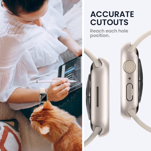 Image of Tensea for Waterproof Apple Watch Screen Protector Case 41mm Series 9 /8 /7 Accessories, iWatch Protective Face Cover with Tempered Glass Film for Women Men, Bumper Case for iPhone Watch 41 mm