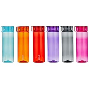 Amazon Brand – Solimo Plastic Water Bottle, 800ml, 6 Pieces, White