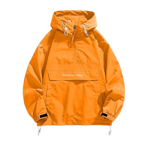 Generisch Chubasquero para hombre, cortavientos, sudadera con capucha para exterior, transpirable, con bolsillos, chaqueta softshell, monocolor, chaqueta de ocio, suéter de trabajo, cuello alto, blusa