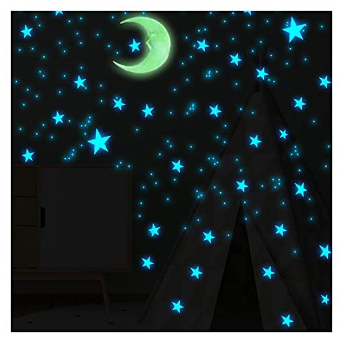 111pcs Star et Moon Combinaison 3D Sticker Wall Sticker salon Décoration de la chambre Compatible With les enfants Room Home Glow in the Dark Stickers Cover
