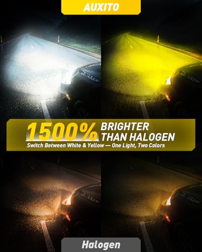 Image of AUXITO H11 Switchback LED Bulbs, 80000LM 6500K White 3000K Yellow Dual Color H11 LED Bulb, 1:1 Mini Wireless Fog Light Bulbs, Fanless Copper Tube Cooling, No Beam Shift