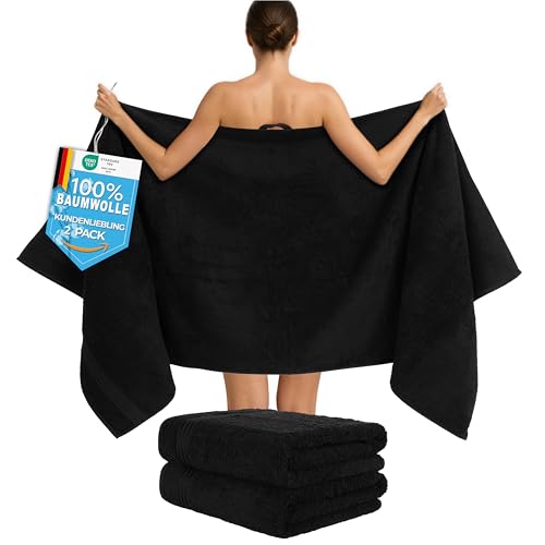 Hammetex Lot de 2 Très Grandes Serviettes de Bain et Sauna 80x200 cm, 100% Coton 500 GSM,...