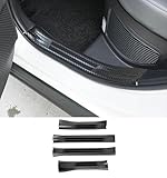 COOLRULY 新型 RAV4 60系 パーツ スカッフプレート サイドステップ 内側 ステンレス製 保護 アクセサリー 傷防止 フロント・リアセット 4P シルバー ブラック カーボン調 内装 カスタム パーツ (カーボン調)