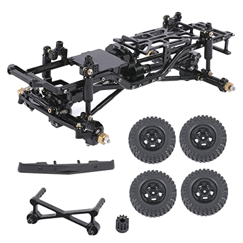 RZXYLRC - RZXYLRC Aluminum Complete Frame Chassis Assembled kit for 1/24 SCX24 AXI00001 C10 RC Crawler Car Upgrades (Black)