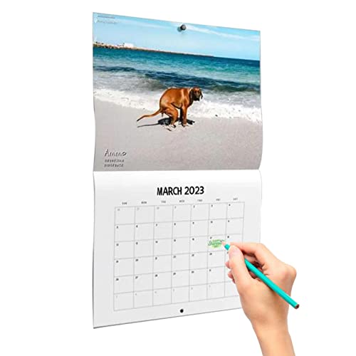 Eolaks Hund Pooping Wandkalender | Lustige Hündchen mit schönen Orten Kalender für 2023,Glatter Wandkalender für Damen Herren Teenager Freunde Familie Cover
