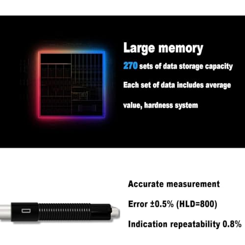 Digitaler Härteprüfer für Metalle - 360°-Messung HL/HV/HS/HRC/HRB/HB 270 Datenspeicher, tragbar für Labor & Feldeinsatz