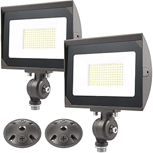 80W Outdoor LED Flood Light with 1/2″ Knuckle Mount (Plate Included), 5000K Daylight 9600LM 120V, UL Waterproof LED Security Flood Lighting