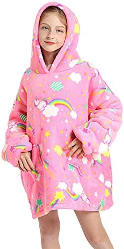 Hoodie Blanket Sweatshirt Oversized Warm Fluffle Blanket Giant Hoodie and Huge Pocket for Boys Girls One Size Fits All