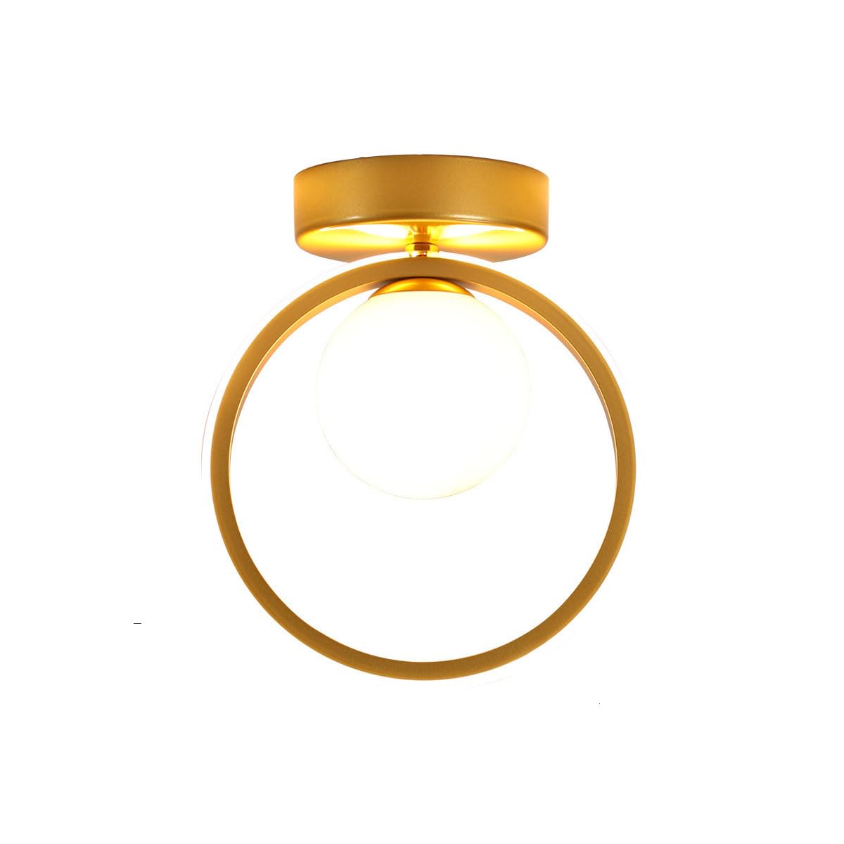 LANTANB Circular Corridor Golden Ceiling Lamp Glass Lampshade Flat Lighting Creative Entrance Corridor Ceiling Lights Suitable for Dining Rooms and Cloakrooms