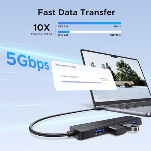 Image of UGREEN USB C Hub 4 Ports, Type C to A Adapter, Ultra-Slim, 25cm