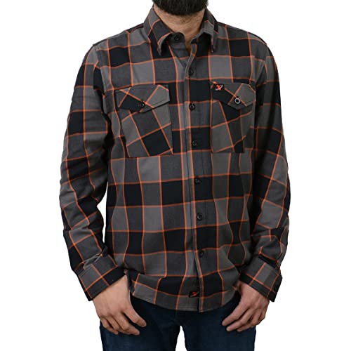 Milwaukee Leather MNG11648 Men's Grey with Brown and Orange Long Sleeve Cotton Flannel Shirt - 2X-Large3