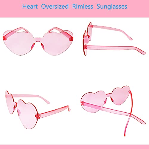 Image of 12 Pairs Heart Glasses Colorful Rimless Heart Shaped Sunglasses Love Glasses for Bachelorette Bride Party Favor