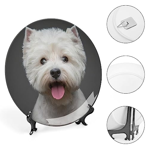 Platos de porcelana china de perro terrier con soporte de pared elegante 4