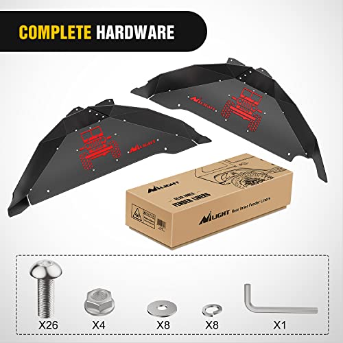 Image of Nilight Rear Inner Fender Liners Steel Wheel Cover Fit for 2007-2018 Wrangler JK JKU 4WD (4-Door /2-Door) Unlimited Bolt-on Style Fender Flares Splash Guards