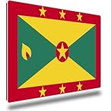 TRIOSK Kühlschrankmagnete Länderflaggen Magnet Flagge Grenada Länder Reise Souvenir Geschenk für Reiselustige Frauen Männer Weltenbummler Kühlschrank stark eckig groß 85x55 mm