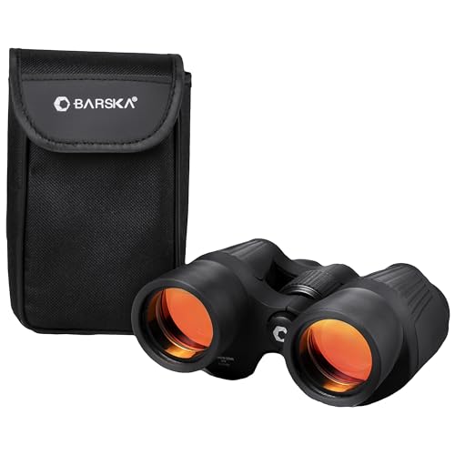 Barska X Trail Reverse Porro 8 x 42 Binoculars - Black Porro Prism Binoculars Variety Magnifications Coated Optics Wide Angle Large Objective Lenses Rubber Armor Non Slip Grip Carry Case Neckstrap