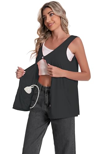 Mastectomy Top Tank with Drain Pockets Post Surgery Recovery Must Haves Clothing Comfy Sleeveless Shirts4