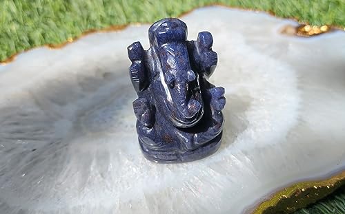 Image of SOULWISE Natural Blue Aventurine Lord Ganesha Idol 6 cm Crystal Ganesh Murti for Home Temple Feng Shui Vastu Spiritual Decor Meditation Altar Ganpati Statue Gift