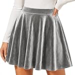 TRIWORKS – TRIWORKS Rock Silber Damen & Mädchen–Hohe Taille Skater Samt