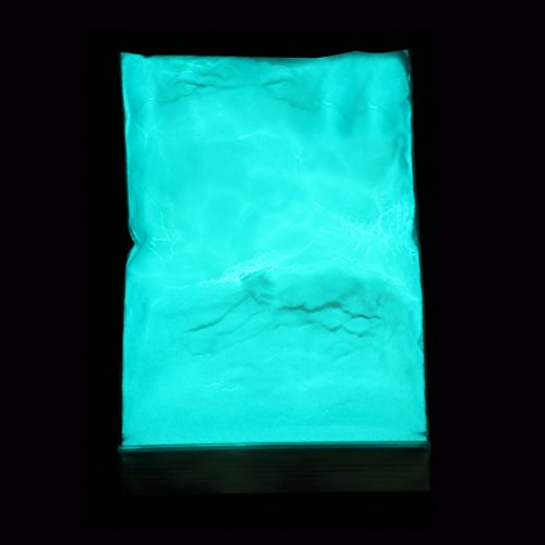 Polvo fluorescente de 50 g color azul verdoso con pigmentos fosforescentes y no tóxico, luces neón en pigmentos oscuros, pintura fluorescente muy brillante para telas