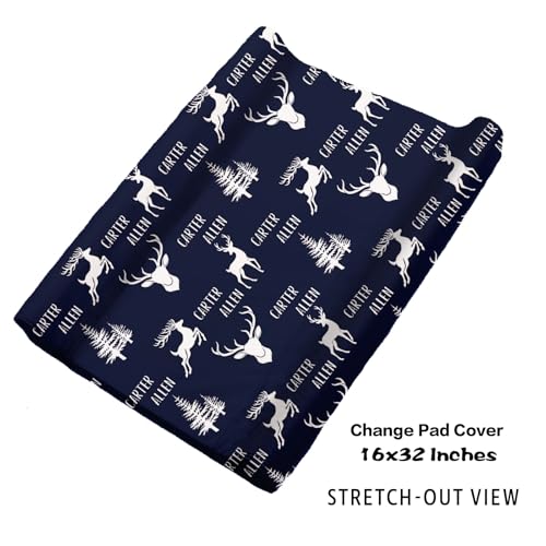 Personalized Baby Crib Bedding Set: 4 Piece Custom Gift Crib Bed Set with Name - Navy Deer Design, Nursery Bedding Set for Baby Girls,Newborn Boys Girls Crib Sets, Crib Bedding Shower Gifts4