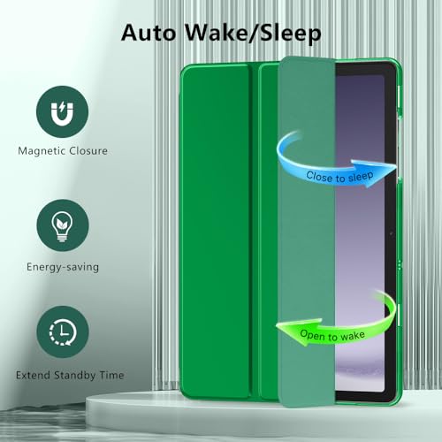 Image of MoKo Trifold Case for Galaxy Tab A9 Plus /A9+ 11 Inch 2023, Forest Green | Slim Stand Hard PC Translucent Back Shell Smart Cover, Auto Sleep /Wake, Light, Anti-scratch, 2 Adjustable Angle