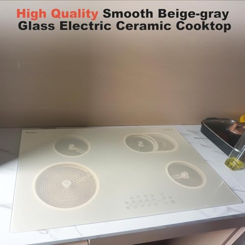 Image of Karinear 30 Inch Electric Cooktop, Beige-gray Glass Cermaic Radiant Stove
