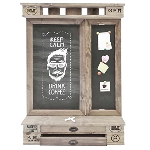 Palettenmöbel: Tafel/Magnet-Regal SAONA, Neuholz gebeizt in klassischer Paletten Optik, jedes Teil ist einzigartig und Wird in Deutschland in Handarbeit gefertigt Cover