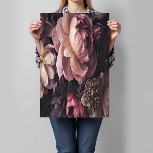 Tableau pivoine rose en toile imprimée pour décoration murale de salon