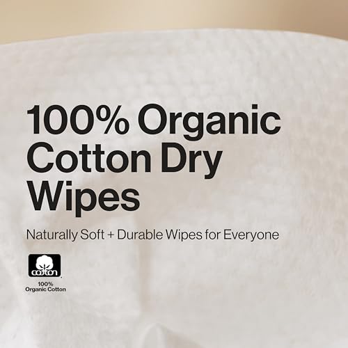 the honest company 100 pure organic cotton dry wipes multi-use disposable facial cloths and baby wipes hypoallergenic and gentle on skin 192 count