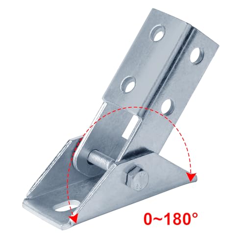 heneng 2 Pcs Adjustable Brace Fitting for 1-5/8" Strut Channel, Strut Hinged Base Bracket, 3/16" Thick