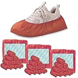 TYGA Lot de 300 couvre-chaussures impermables en relief antidrapants pour protger le sol, la moquette, le nettoyage, utilisation en intrieur/extrieur, rouge