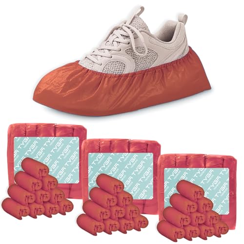 Couvre-chaussures imperméables TYGA lot de 300 protège-sols en relief rouge
