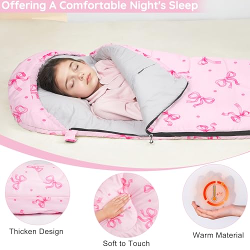 Image of FIOBEE Kids Sleeping Bag 3 Season Camping Sleeping Bags for Girls Toddler