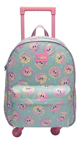 PUKET - Mochila Com Rodinhas Puket Gata Sereia Verde Água