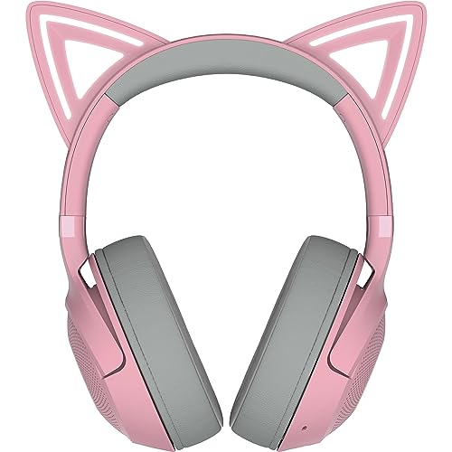 Image of Razer Kraken Kitty V2 BT Wireless Bluetooth RGB Gaming Headset with Luminous Cat Ears (Bluetooth 5.2 with Gaming Mode, Triforce 40 mm Driver) Quartz