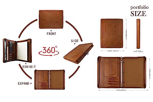 image for AZXCG Men's Genuine Leather Business Portfolio, Zippered Padfolio Orga