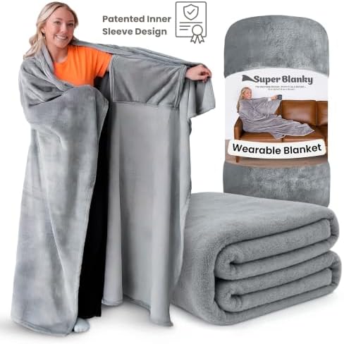 Super Blanky Wearable Blankets for Women, Comfy Wearable Blanket Men, Cozy Gifts for Women, Dorm Room Essentials, Graduation Gift for Her Girlfriend, Gifts for Wife Birthday Gift Ideas, Aspen Gray — view 6