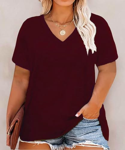 Image of RITERA Women Plus Size Tops Tie Dye V Neck Shirt Floral Camo Summer Short Sleeve Tunic Oversized Ladies Blouse XL-5XL